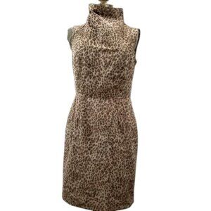 Marc New York  Leopard Print Cowl Neck Dress Size 4 Zippered Slit